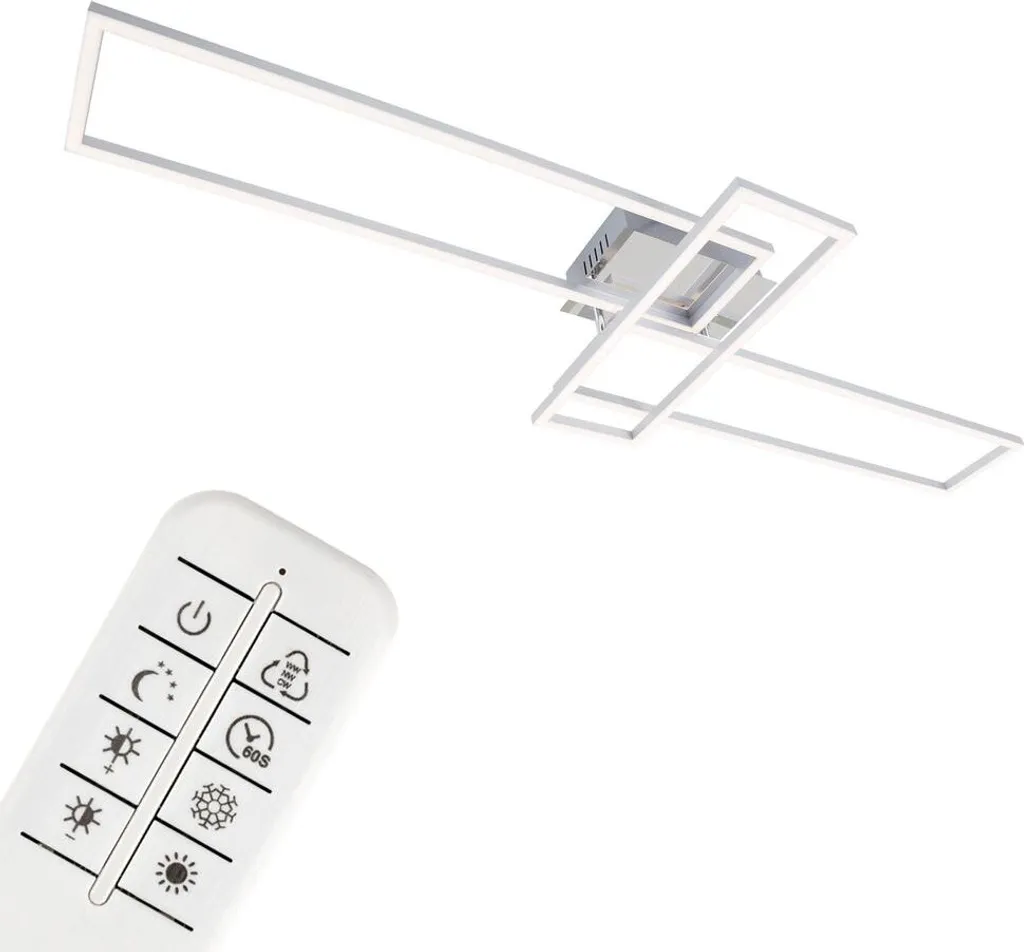 Plafonnier LED Briloner Frame 55W 5500lm CCT Variable 110x35cm Chrome