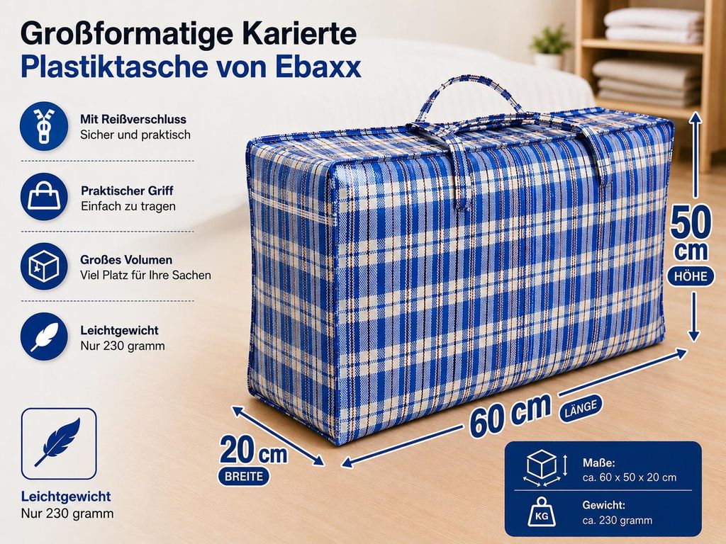 Plastiktasche Groß Jumbo Unterbett Aufbewahrungs Tasche Produktbild  KI-generiertes Bild