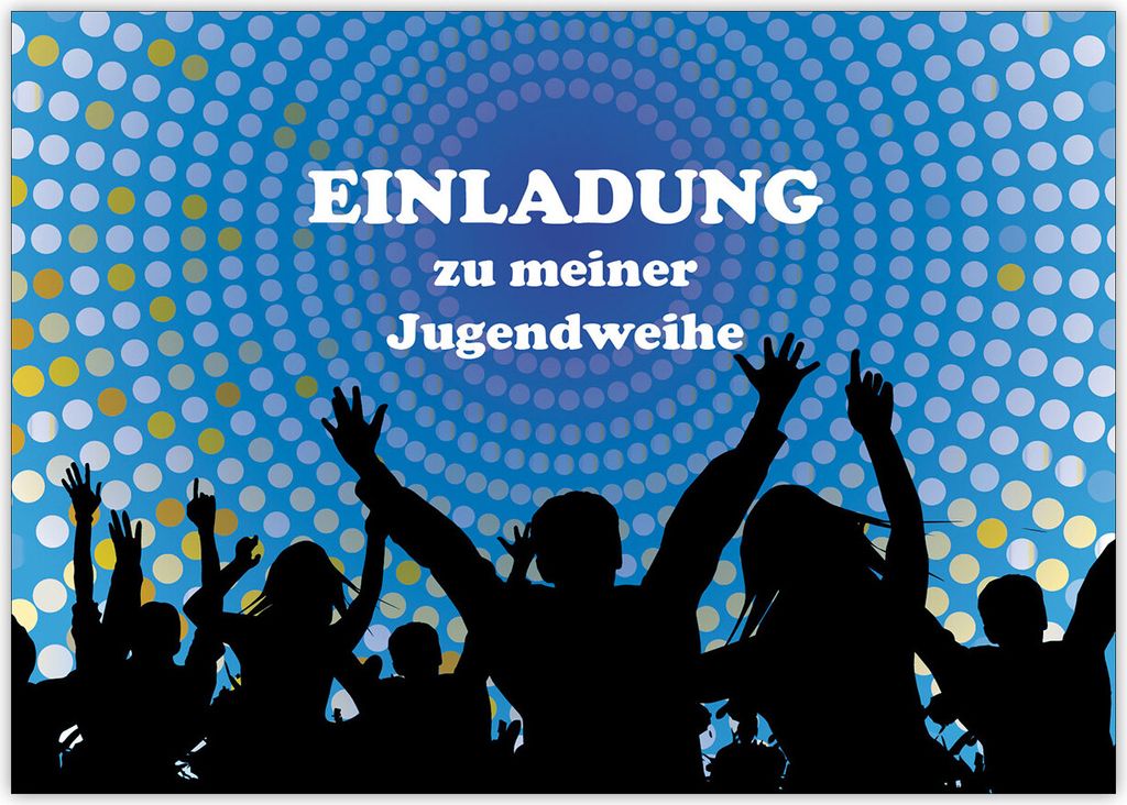 4x Poppige Party Einladung zur Jugendweihe für Jungs: Einladung zu meiner Jugendweihe