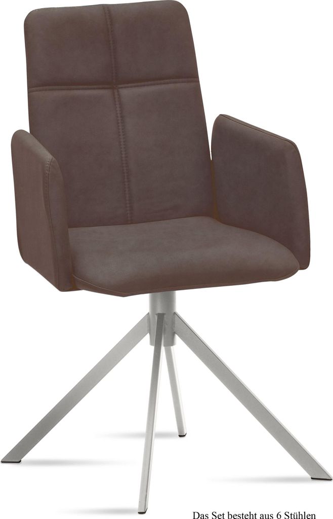 Armlehnstuhl (6er-Set) Dorisa 52x92x60 Edelstahl/Braun
