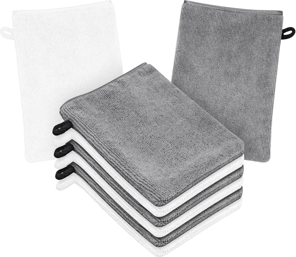 Set 8 Guanti Lavaggio Microfibra 20x15cm | Guanti Struccanti Riutilizzabili