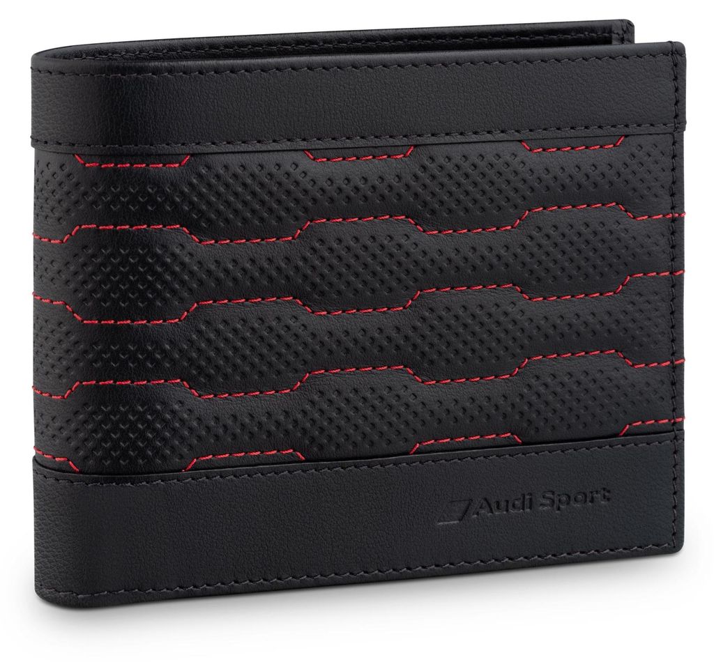 Original Audi Sport Geldbörse Leder, schwarz/rot Geldbeutel Produktbild 