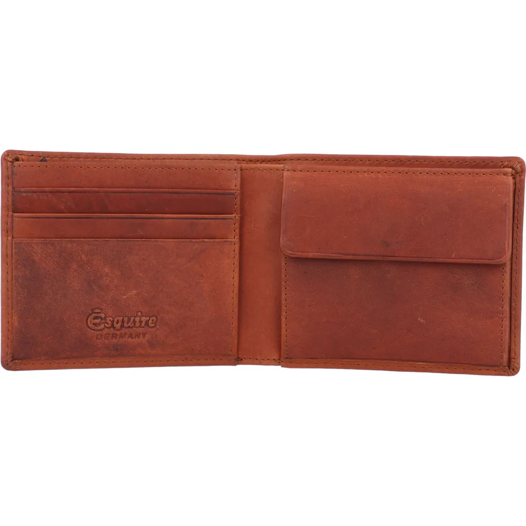 Esquire Dallas Wallet Quer Brown: Portafoglio in Pelle Marrone con RFID - 10