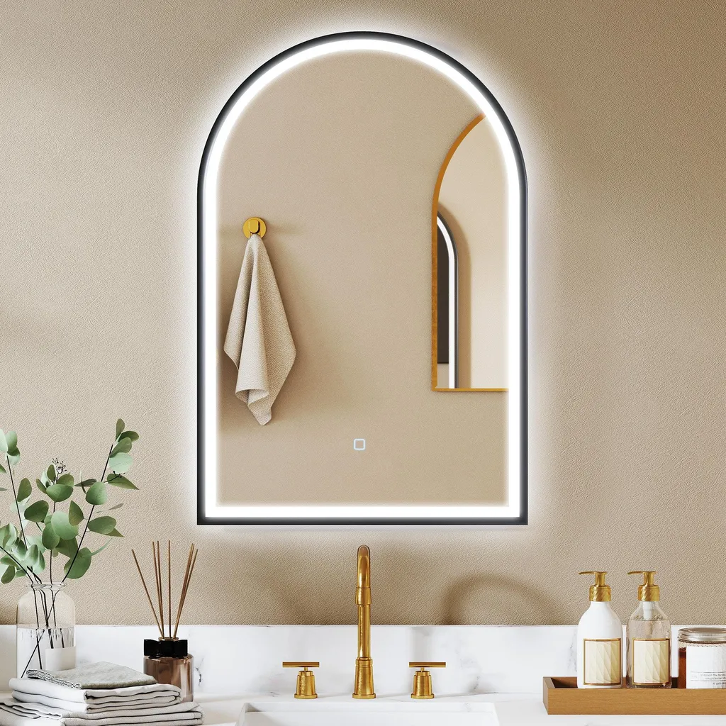Miroir salle de bain noir design : éclairage variable et sans buée