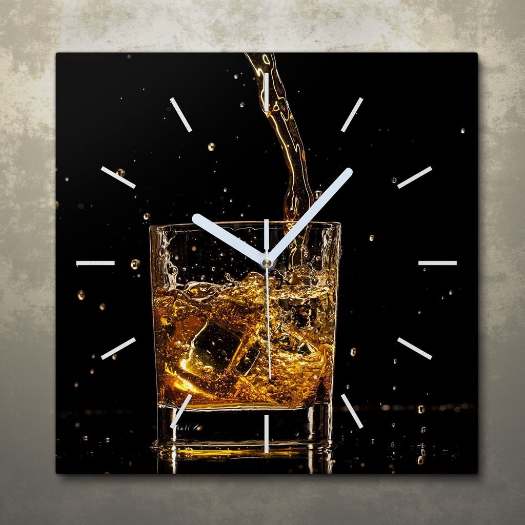 Wohnzimmer Leinwand Uhr Geräuschlos Küche 30x30 Whisky, Produktbild 