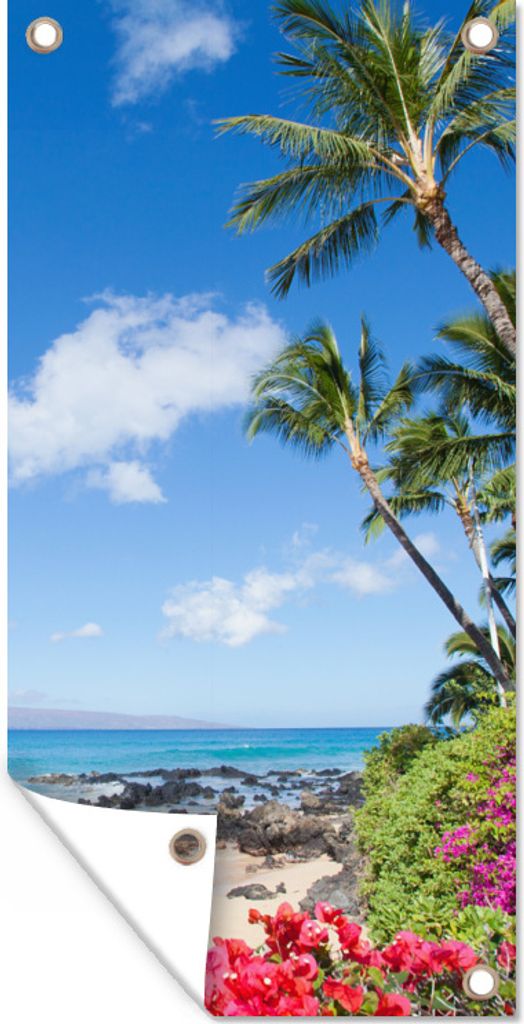 MuchoWow 30x60 cm Outdoor-Poster Gartendeko Sichtschutz Garten Poster für den Garten Bunte Blumen auf der tropischen Insel Maui
