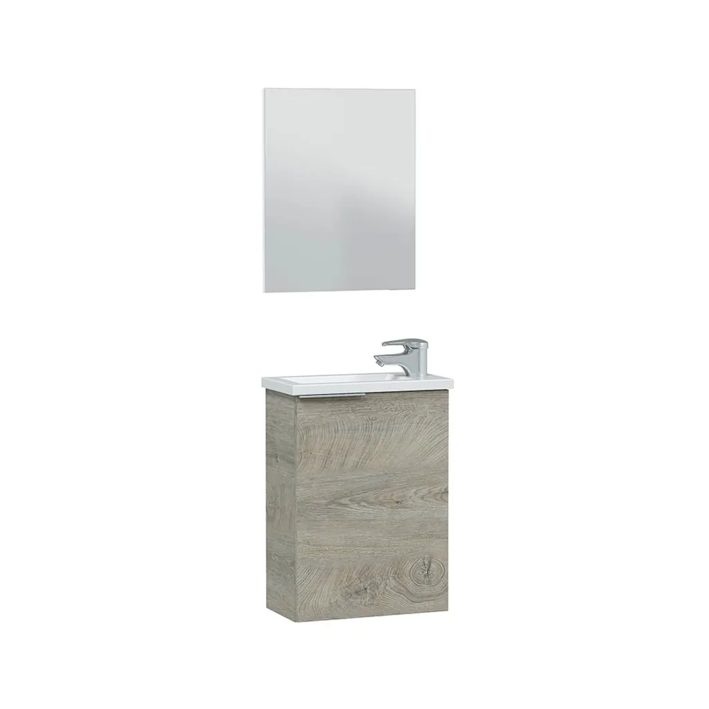 Meuble 40 1p avec Miroir et évier Compact - Ensemble Salle de Bain