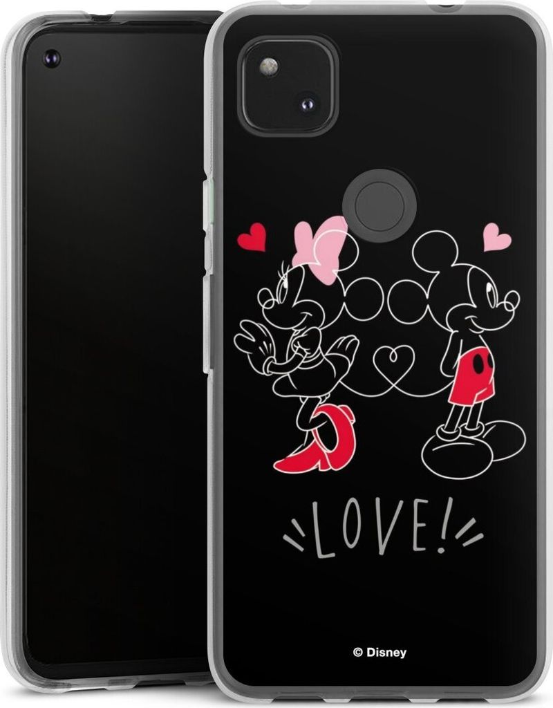 DeinDesign Handyhülle für Google Pixel 4a Silikon Hülle Case Smartphone Schutzhülle Disney Liebe Mickey & Minnie Mouse