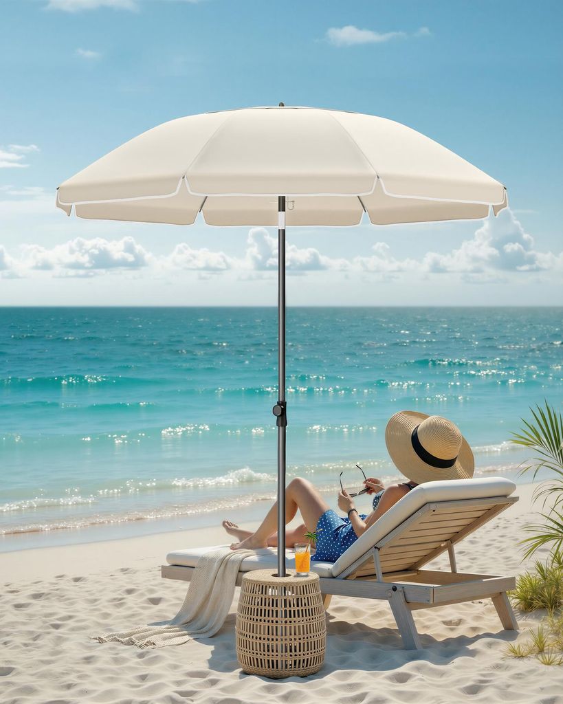 SONGMICS Strandschirm höhenverstellbar, UV-Schutz UPF 50+, Produktbild 