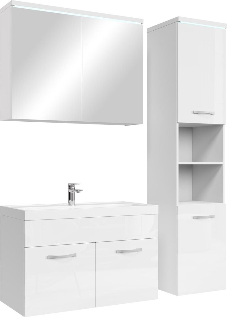 Badplaats Badmöbel Komplettset Paso LED 80 x 40 cm Weiß Produktbild 