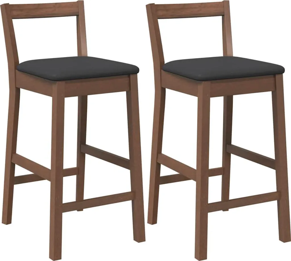 Sgabello da Bar Legno Massiccio Gomma 2pz - Struttura Rinforzata