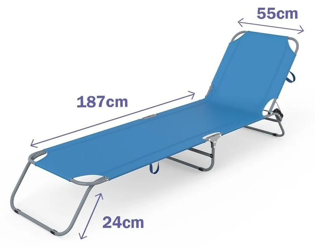 Transat de jardin Marbueno bleu 187 cm résistant aux rayons solaires