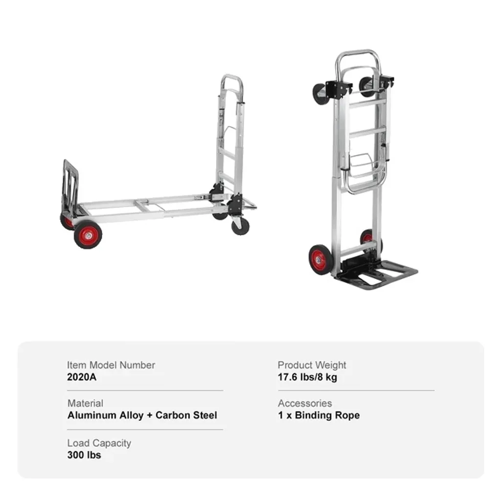 Diable de transport pliable 400 lbs robuste en acier noir modèle PRO