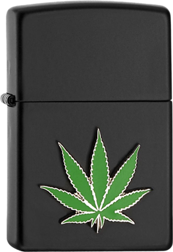 Zippo Benzin-Feuerzeug black Emblem Cannabis Leaf 2008025, unbefüllt