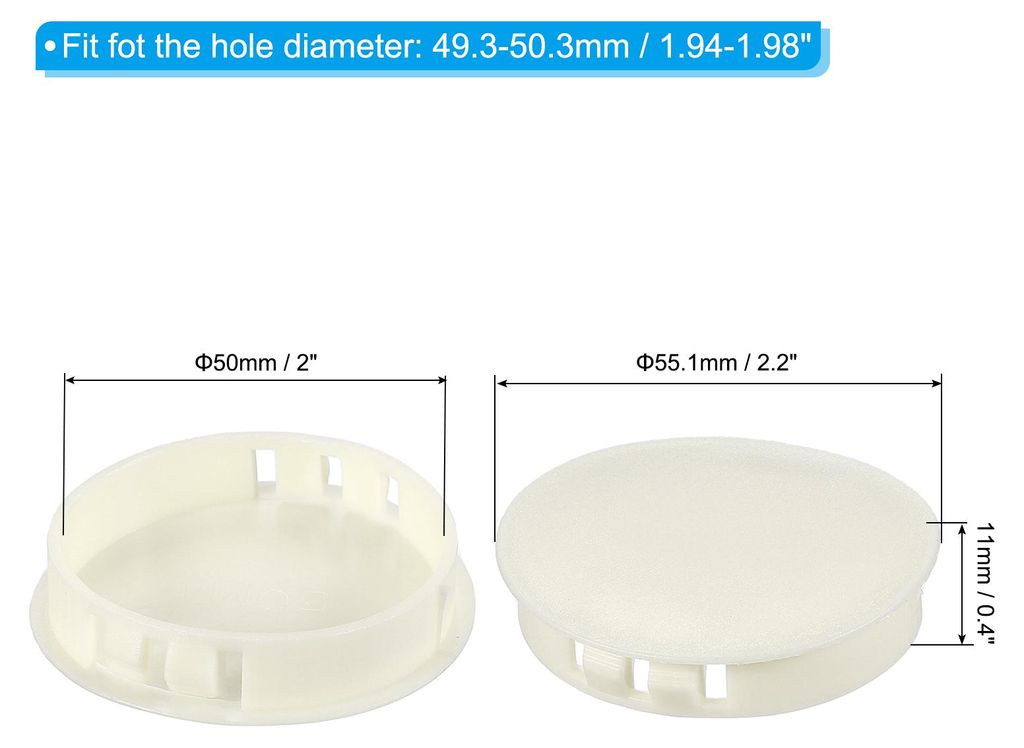 50mm/2" Kunststoff-Lochstopfen, 6 Stš¹ck Flush-Typ Runde Lochstopfen Abdeckung Snap-in-Verriegelungslochrohr fš¹r Tisch Kš¹chenschrank M?bel,...