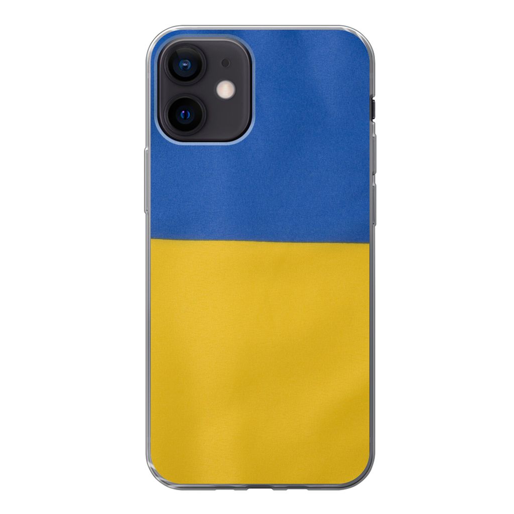 MuchoWow Handyhülle Schutzhülle Hülle für iPhone 12 Nahaufnahme der Flagge der Ukraine Silikon Softcase Handy Hülle - Schutzhülle