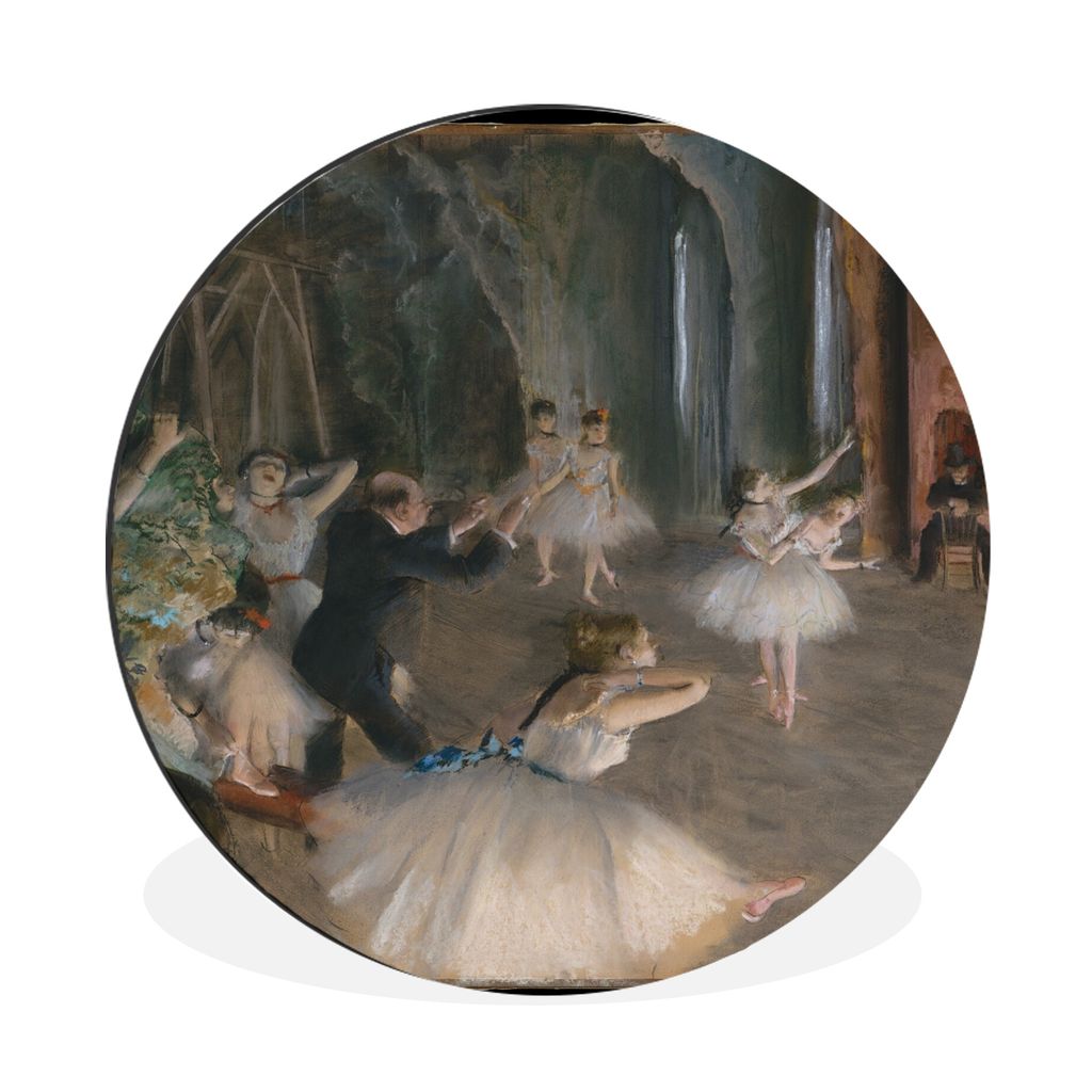 MuchoWow Aluminium Wandkreis Die Probe des Balletts auf der Bühne - Gemälde von Edgar Degas Ø 30 cm Wanddeko Modern Wohnzimmer - Wand Bild - W...