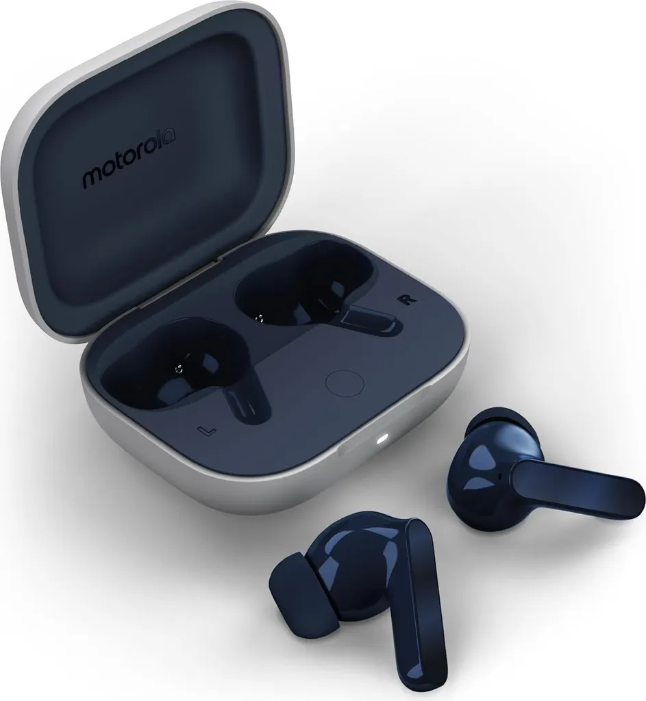 Moto Buds écouteurs sans fil bleus et noirs avec son haute fidélité