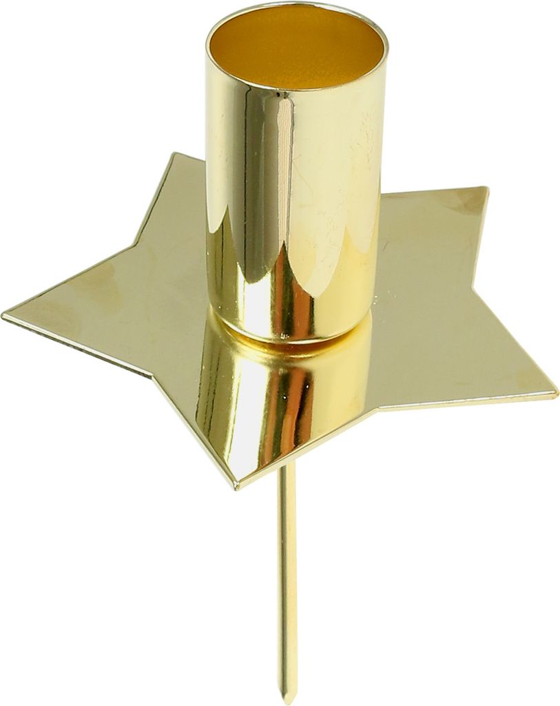 Goldene Stern-Kerzenhalter Metall Ø2,2cm - Set aus 4 St - Advent Weihnachtsdeko, 4 Stück