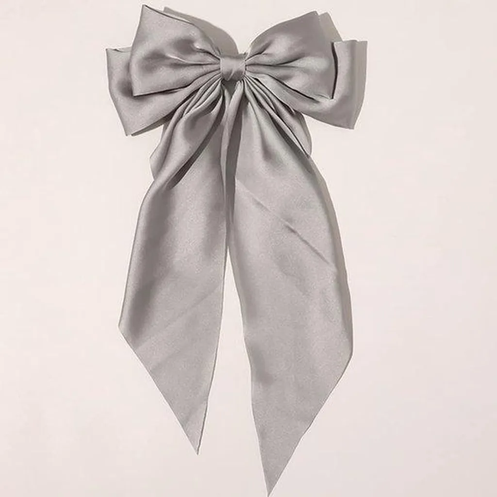 Barrette élégante en tissu gris 40 cm, accessoire cheveux large