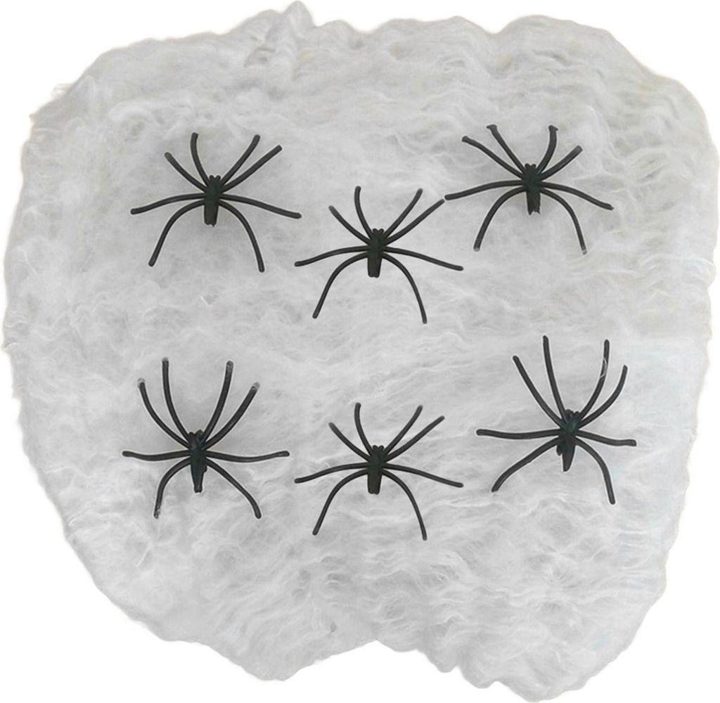 Halloween-Dekoration, weißes Spinnennetz, dehnbares Spinnennetz-Dekor aus Baumwolle mit 100 Plastikspinnen, sichere Halloween-Requisiten für den ...