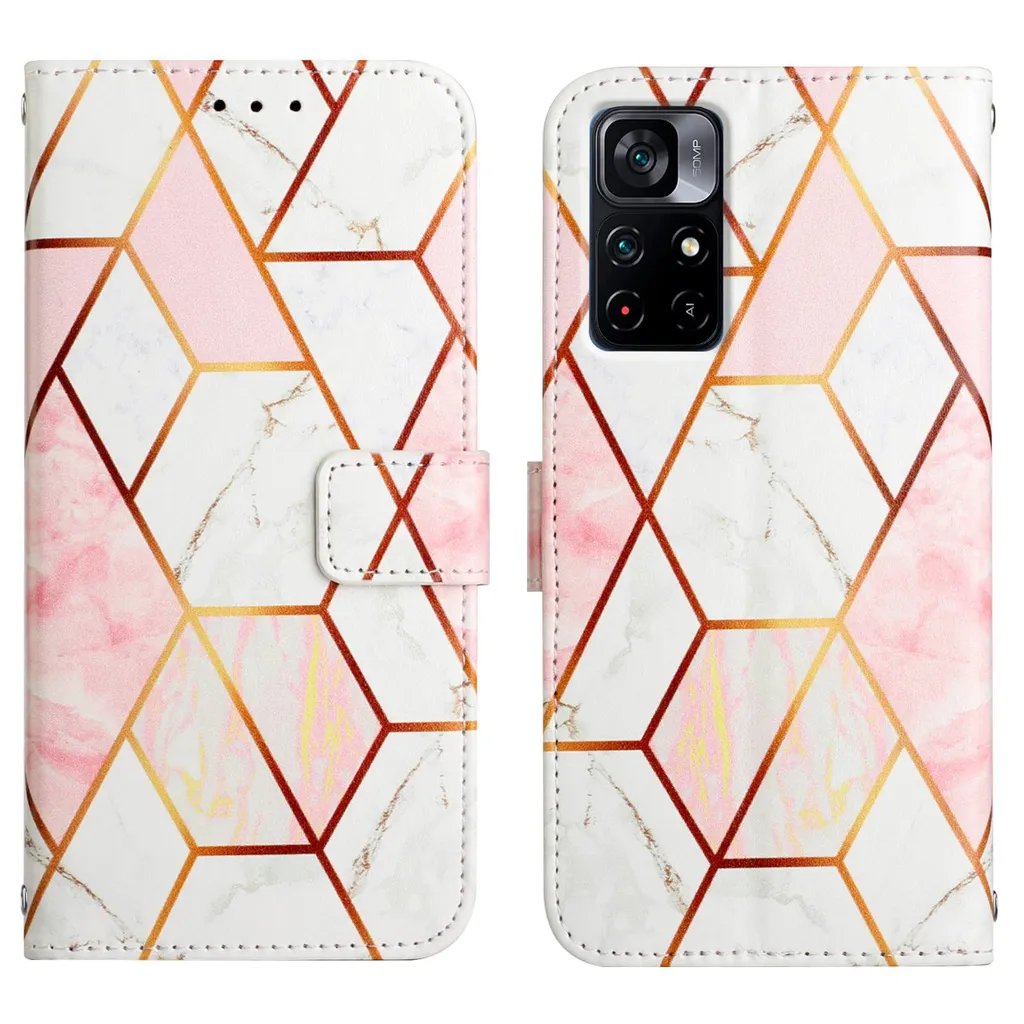 Xiaomi Poco X4 NFC Case, Custodia in Finto cuoio con motivo a marmi, tasche per carte, Stand Case per Xiaomi Poco X4 NFC Rose Gold - 2
