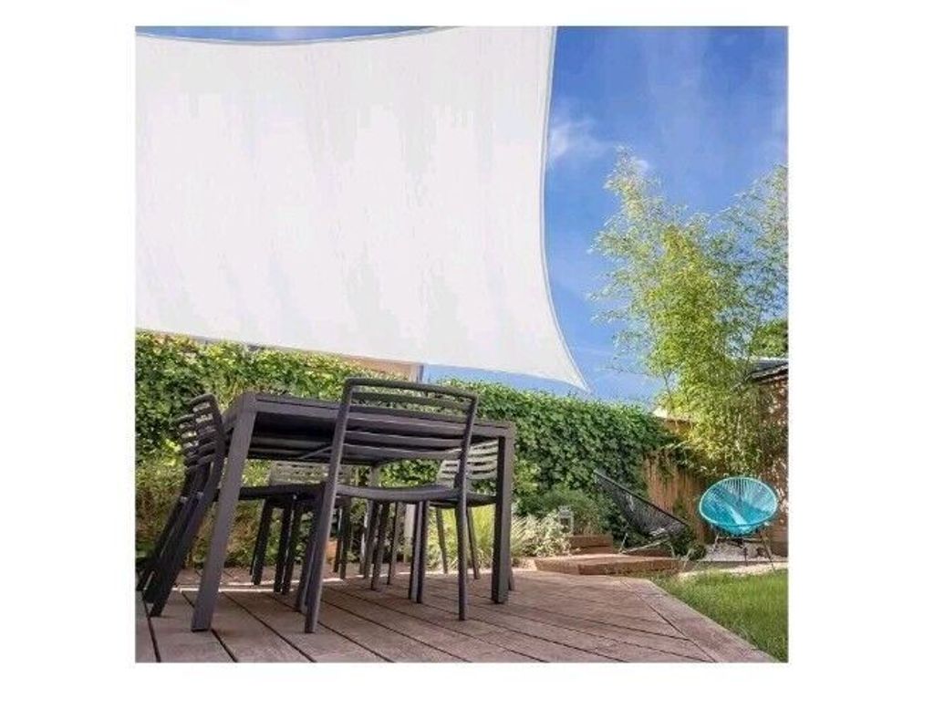 Lumaland Sonnensegel inkl. Befestigungsseile, 100% HDPE mit Stabilisator für UV Schutz, Rechteck 2 x 4 Meter weiß