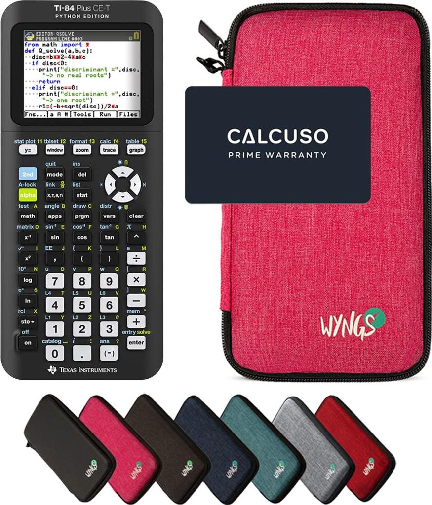 TI-84 Plus CE-T Python Edition inkl. WYNGS Schutztasche Pink - Grafikrechner - Basic Set