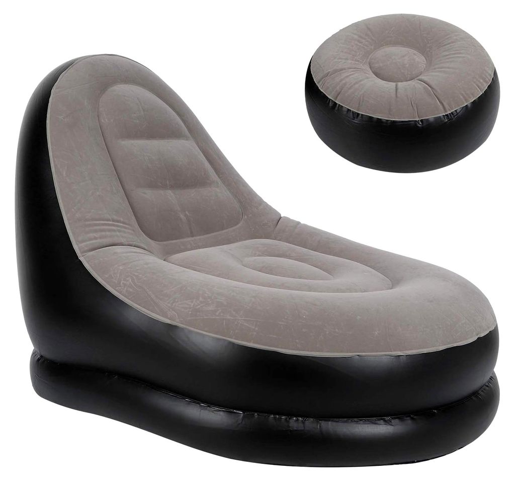 Aufblasbarer Freizeit-Sofastuhl Moderner Loungesessel mit Fußschemel Hautfreundliches Air Lazy Sofaset Klappbarer Liegesofastuhl für Balkon und G...