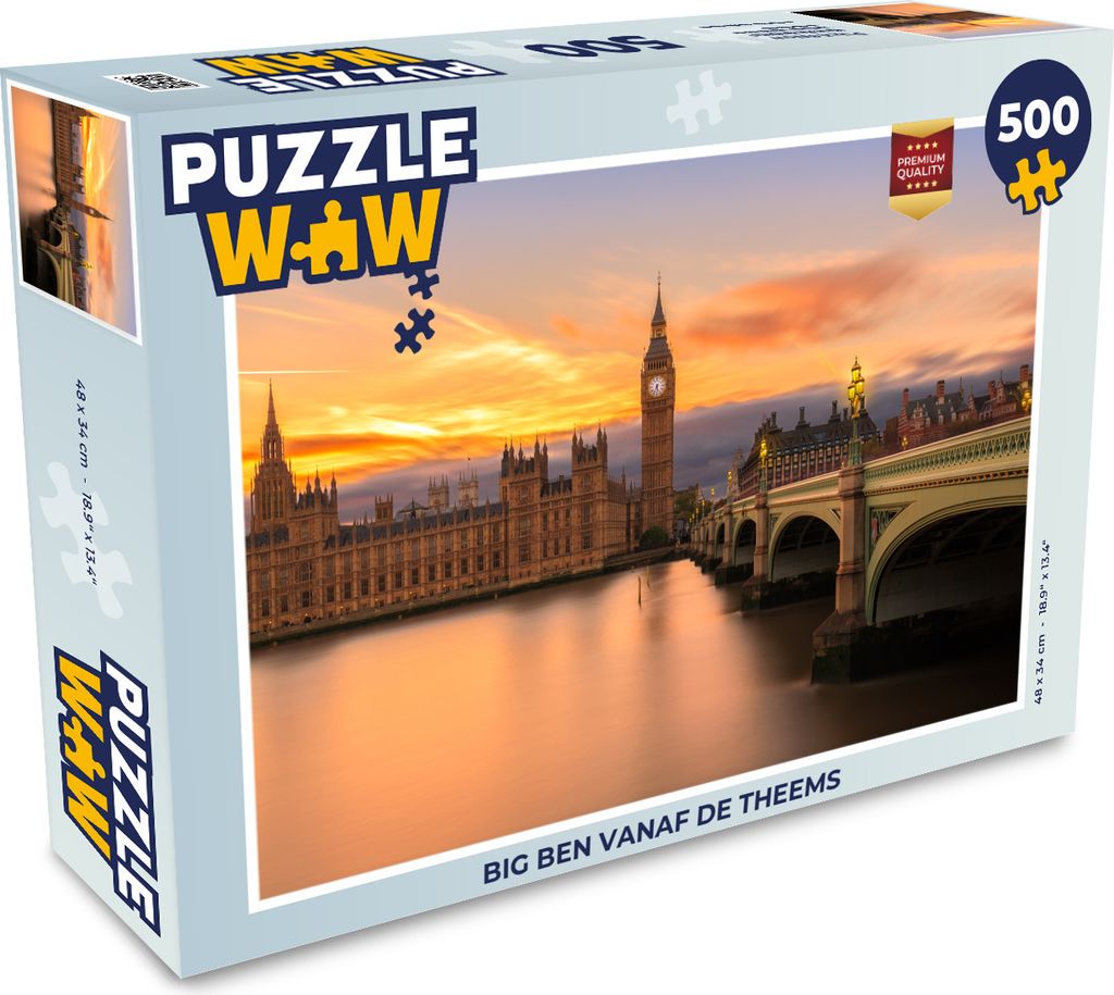 MuchoWow Puzzle 500 Teile Big Ben von der Themse aus - 500 Teile - Kinder - Selberbauen - Puzzlespiele