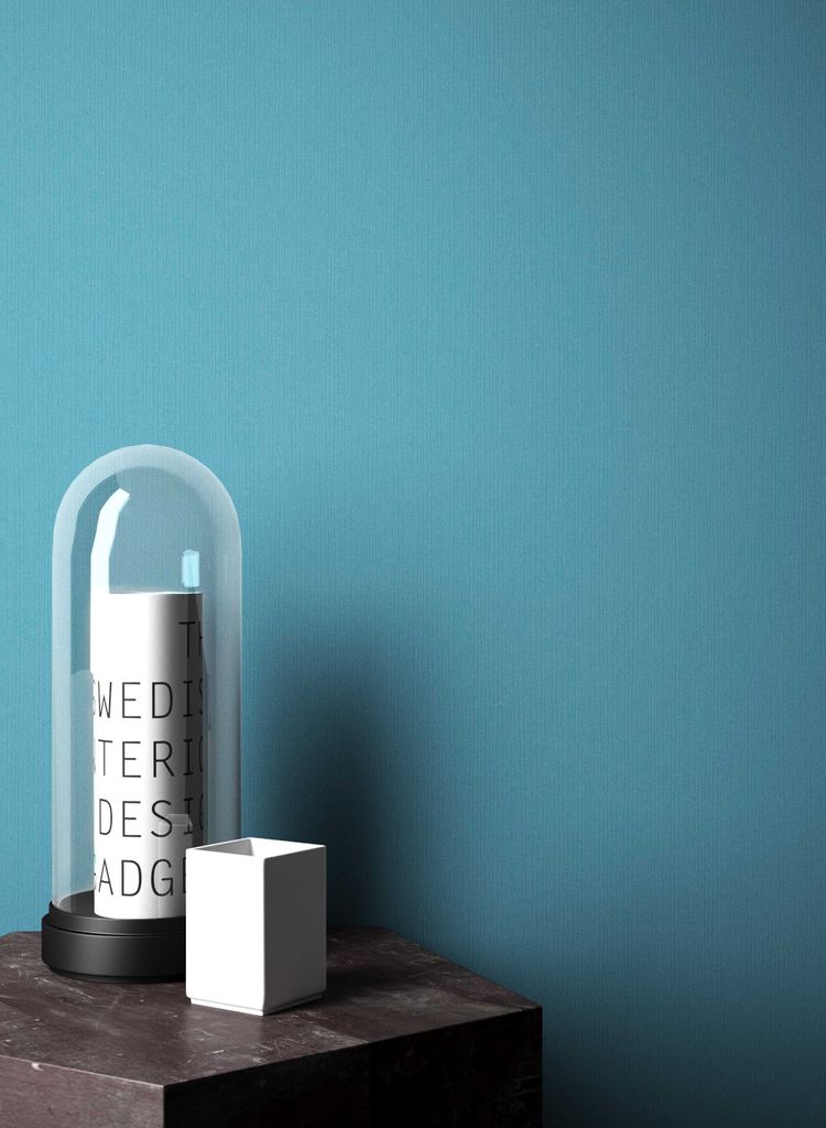 NEWROOM Tapete Blau Vliestapete Unifarbe - Unifarben Uni Struktur