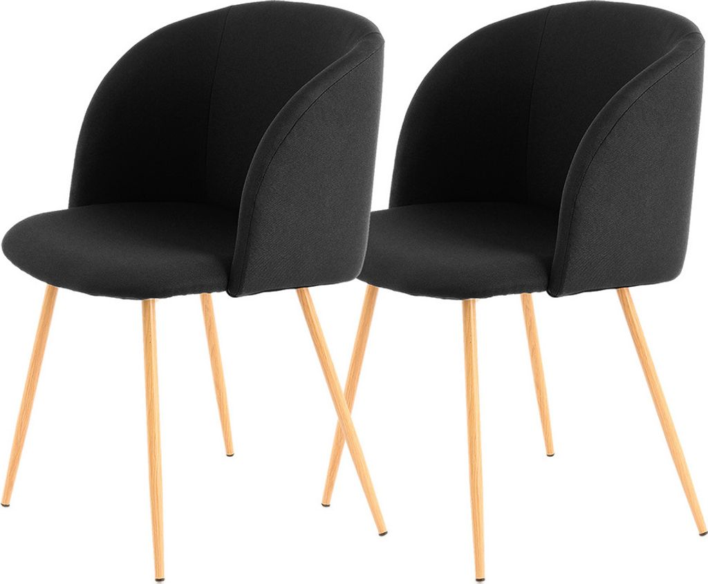 QIYANO Design-Stuhl 2er-Set Schwarz, Samt, Holzoptik, Modern, Wohn- & Esszimmer