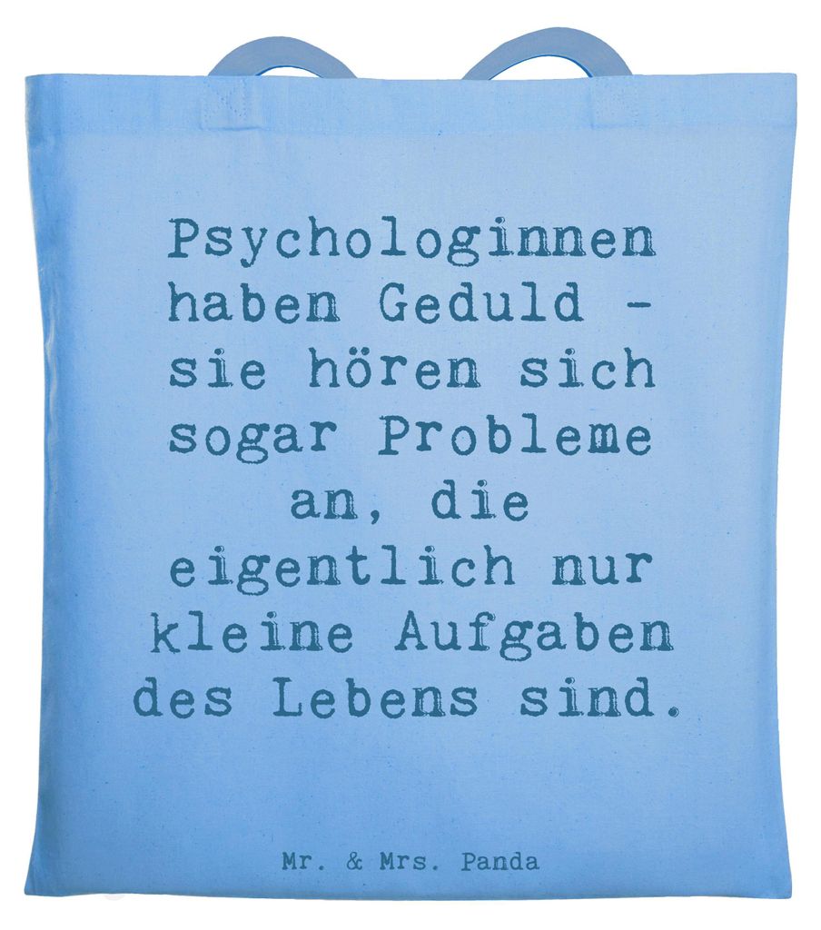 Mr. & Mrs. Panda Shopping Tasche Spruch Geduldige Psychologin - Sky Blue - Geschenk, Berufsprodukte, Aufgaben des Lebens, handgefertigte Geschenke,...
