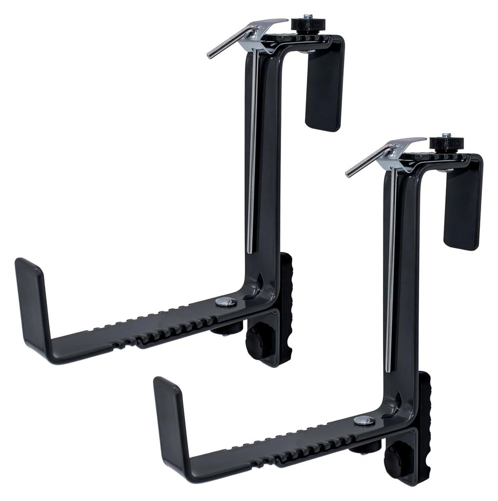 Blumenkastenhalter 2er Set individuell verstellbar - dunkelgrau - Metallhalterung für eckige Balkongeländer von 4-7 cm