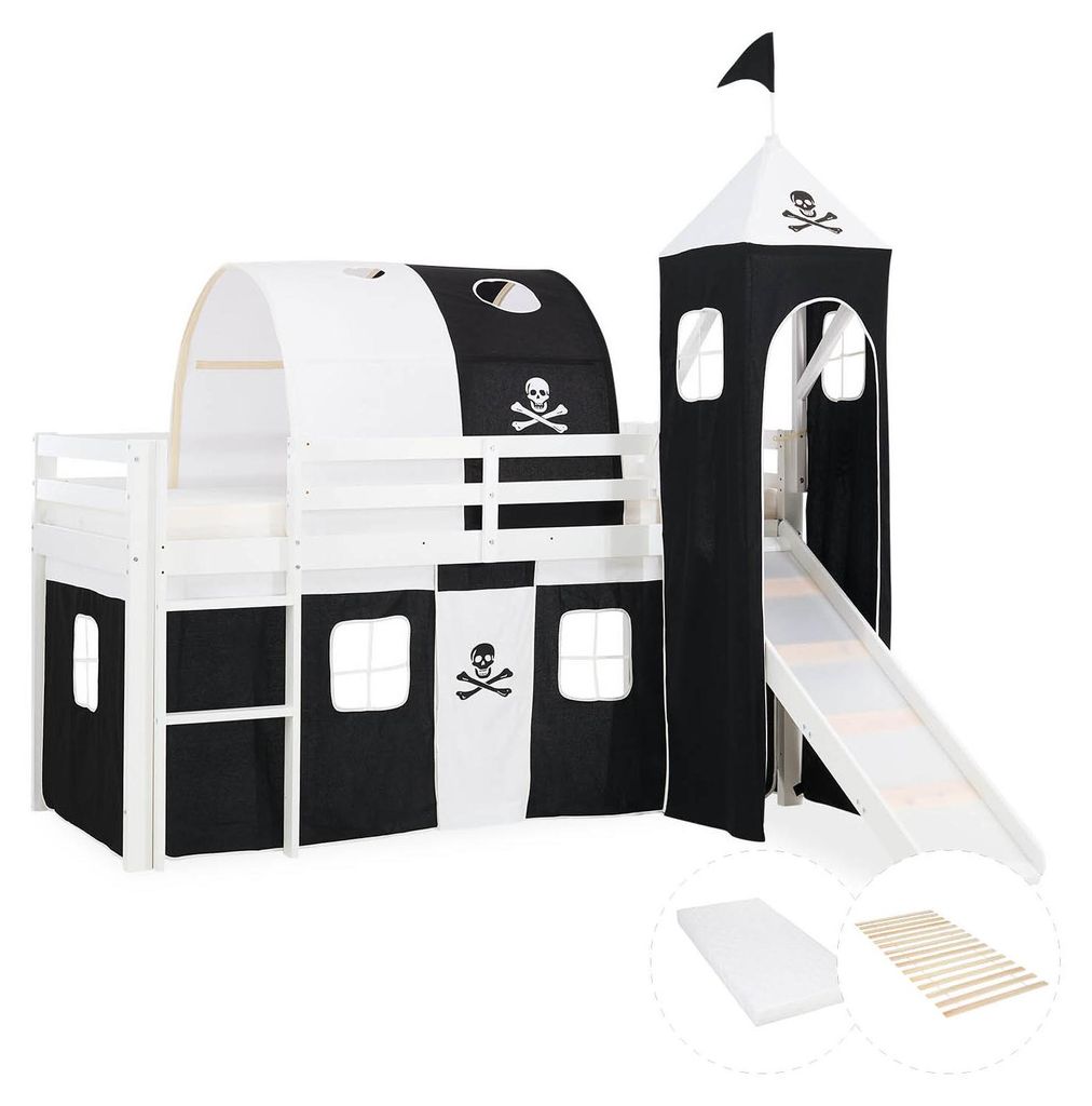 Lits superposé 90x200 cm avec Tour Tunnel Toboggan Matelas Image du produit 