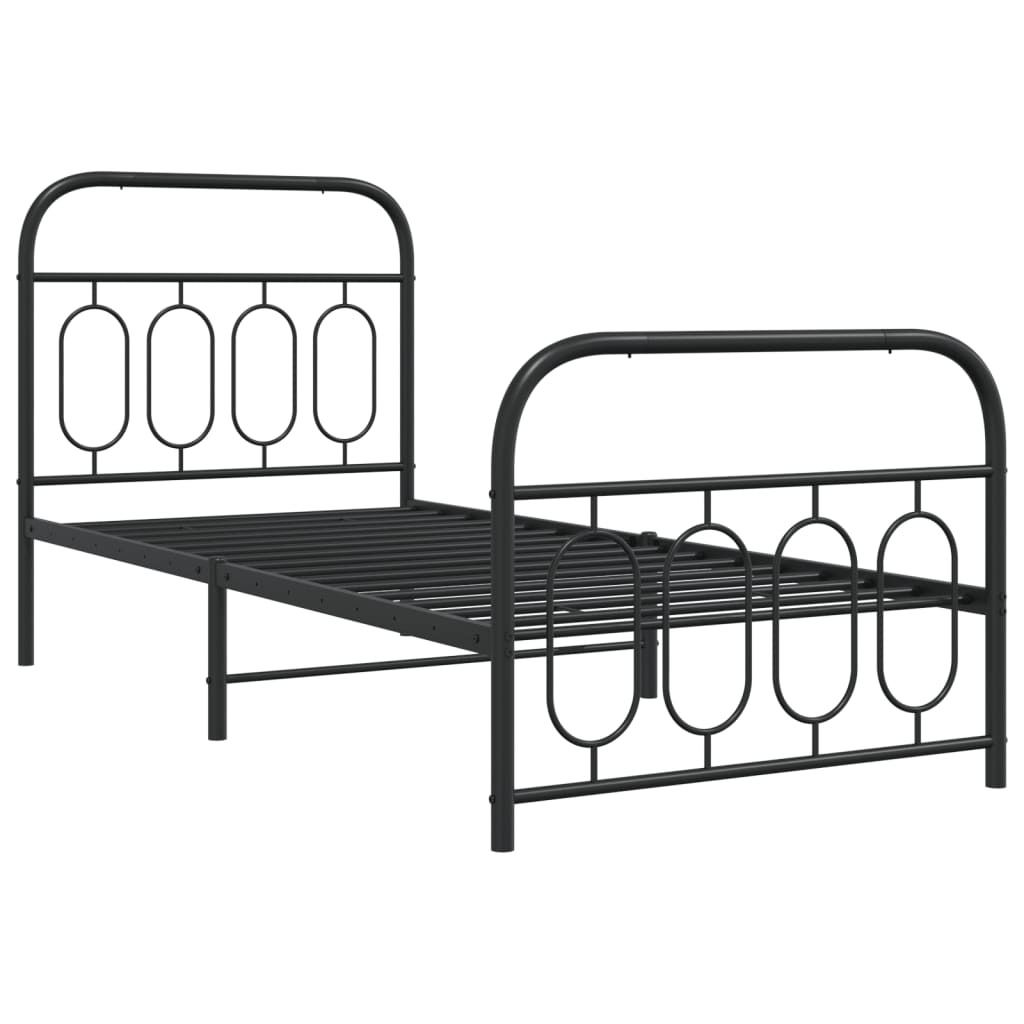 (Robust Möbel)Bettgestell Stylishces - Einzelbett/Jugendbett mit Lattenrost - mit Kopf- und Fußteil Metall Schwarz 80x200cm - Klassische Bett...