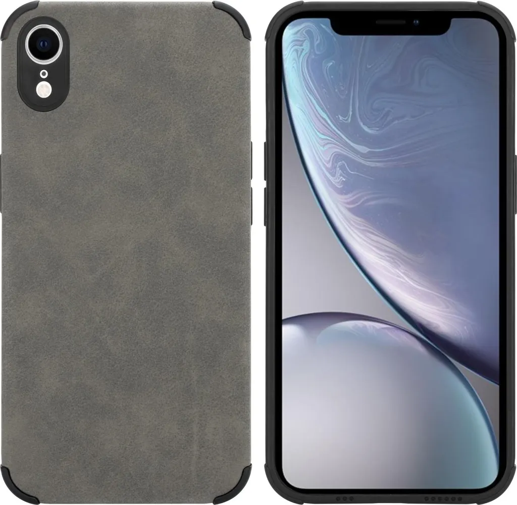 Custodia Cadorabo per Apple iPhone XR Custodia protettiva in TPU grigio Custodia in silicone con retro in Similcuoio scamosciata