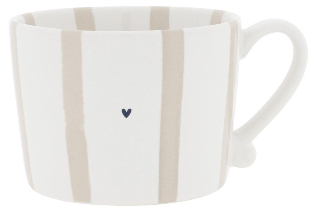 Tasse Large Stripes Natural Streifen weiß beige 270ml Bastion Collections