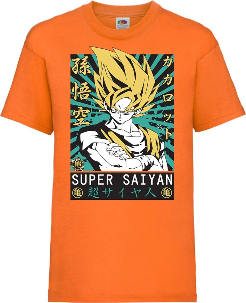 Kinder T-Shirt Dragon Anime Manga Ball Z 15 Ssg, 12-13 Jahr - 152 / Orange