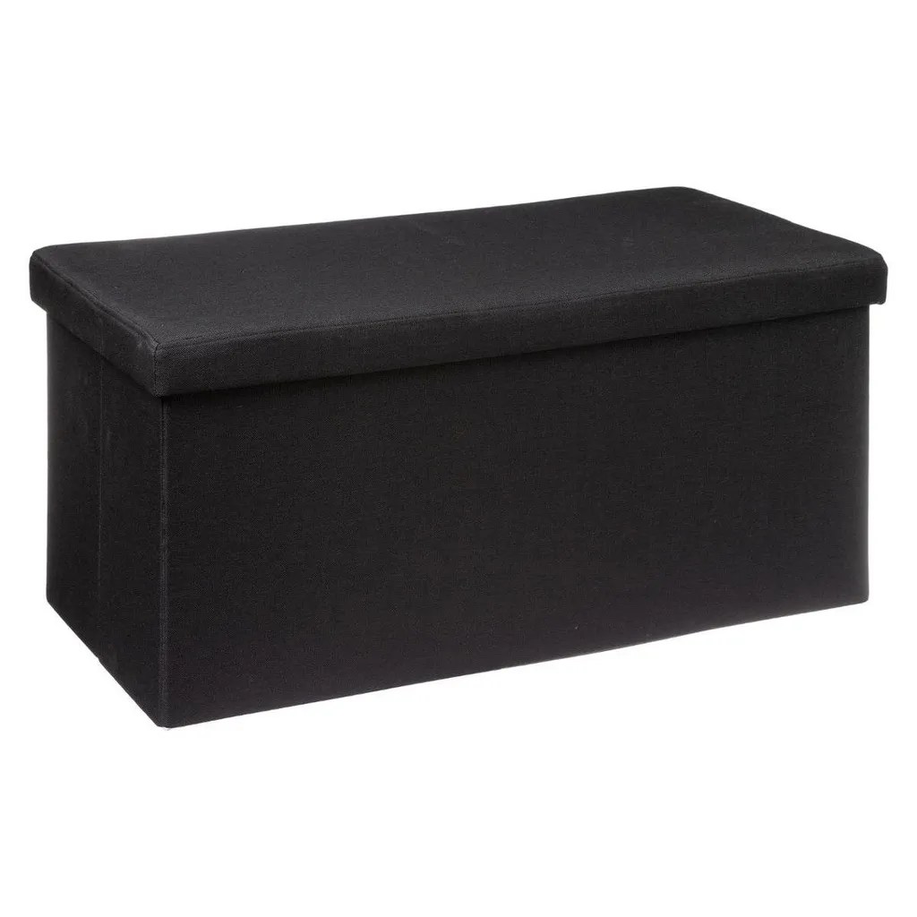 Pouf de rangement avec compartiment spacieux noir xxl assise stable