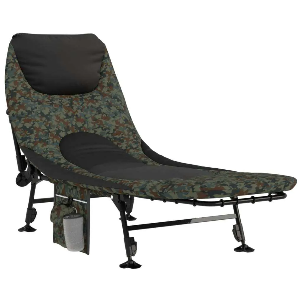 Siège de pêche inclinable et pliable camouflage avec pieds tout-terrain