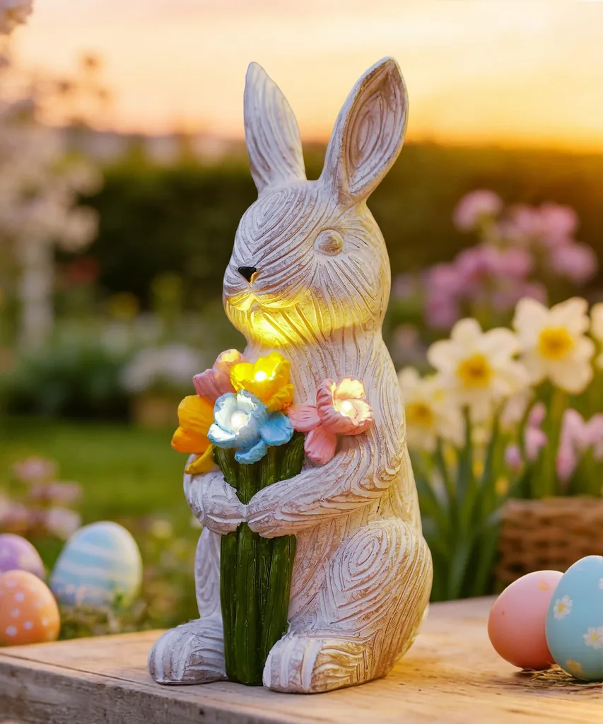 Cadeau anniversaire original : lapin solaire déco pour maman et jardin