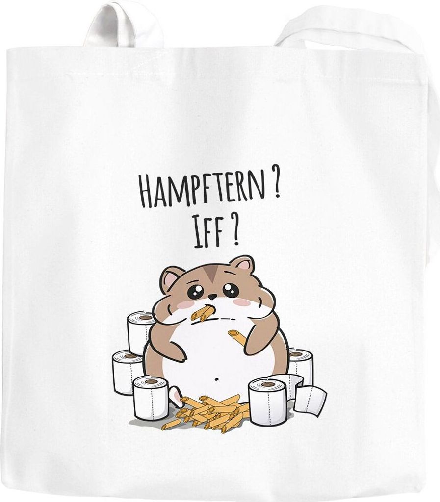 Jutebeutel Hamster Virus 2020 Hamsterkäufe Klopapier Nudeln Parodie Satire Moonworks weiß 2 lange Henkel