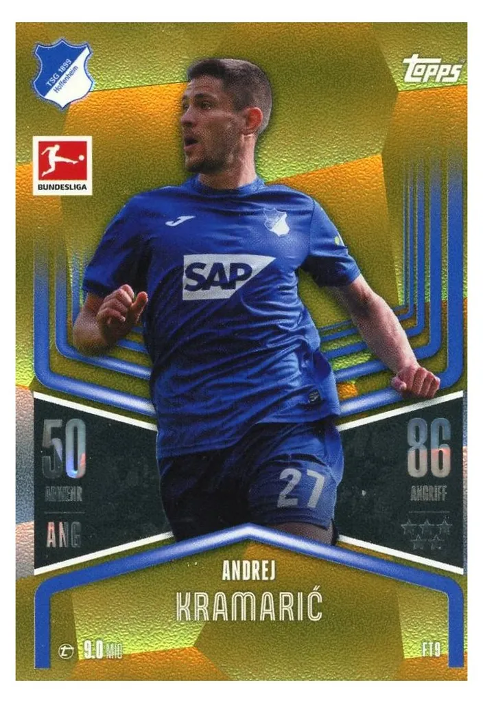 Carte FT9 Andrej Kramaric Flex Tech Numérotée 49/50 Or Saison 2024/2025