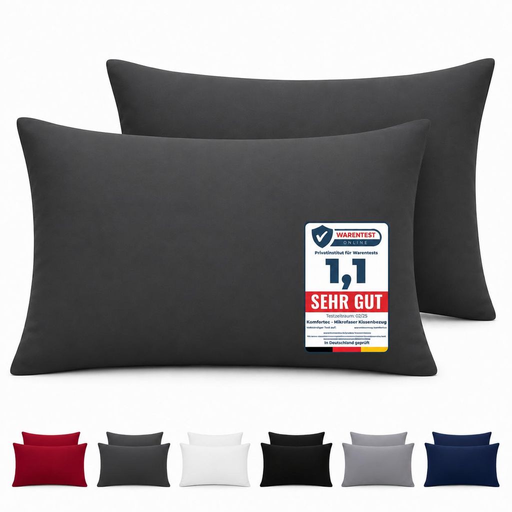 Komfortec Premium Kissenbezug 40x60 cm – 2er Set – Produktbild  KI-generiertes Bild