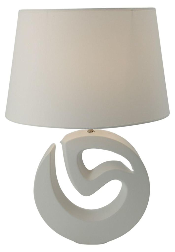 Tischlampe MODERN ART H. 65cm matt weiß Keramik + Textil Formano WA