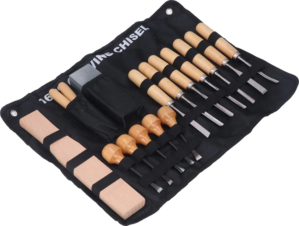 Kit Sgorbie Legno 16pz - Strumenti Intaglio Manuale Alta Qualità