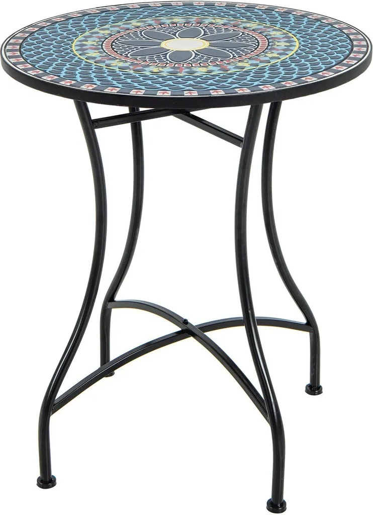 Table de jardin résistante aux intempéries 60x60cm, structure acier stable