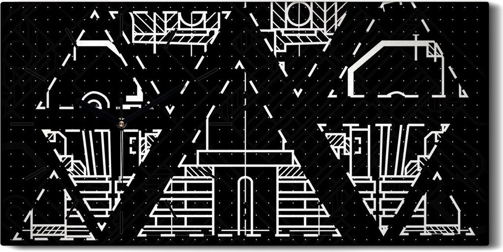 Dekor Leinwand Uhr Wandbilder 60x30 Foto Bild blau der Mechanik abstrakt - schwarze Hände