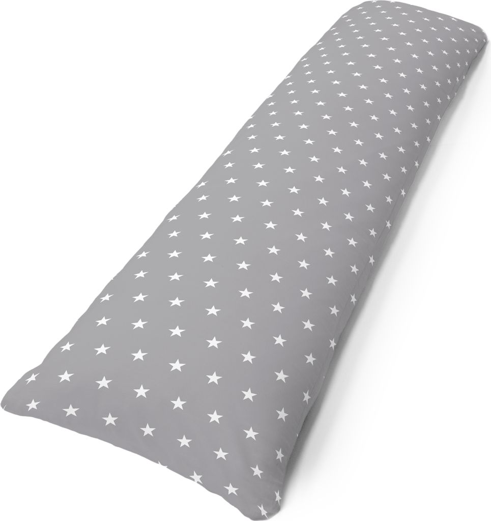 Amilian Seitenschläferkissen inkl. Füllung und Bezug: 150cm x 40cm, Schwangerschaftskissen, Lagerungskissen Baby und Erwachsene: Sternchen Grau